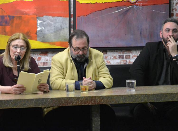 Από αριστερά: Η ηθοποιός Ουρανία Μπασλή, ο ποιητής- στιχουργός Δημήτρης Λέντζος και ο ποιητής-δημοσιογράφος Σπύρος Αραβανής